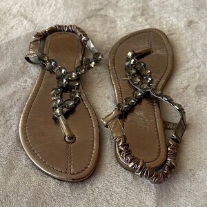 Tod’s Women's Gild Jeweled T-Strap Sandals Gently Loved 39